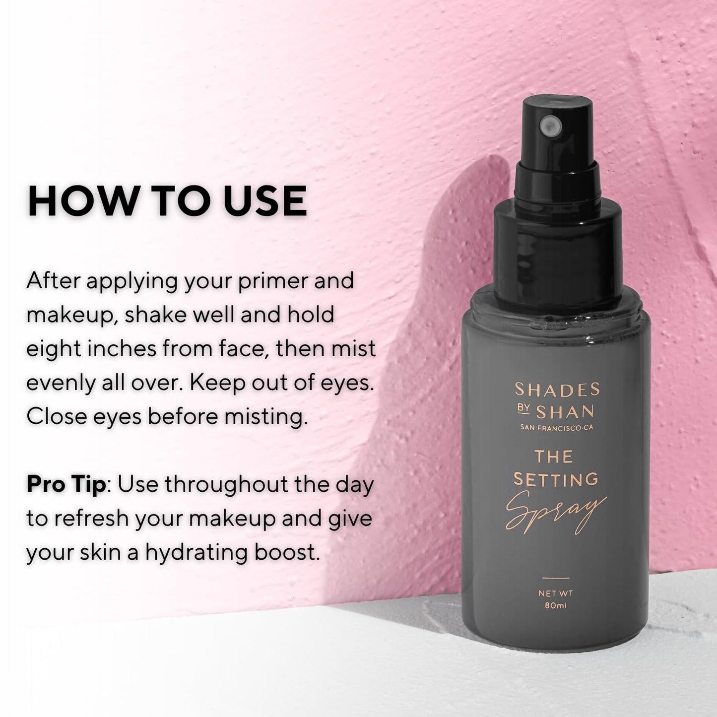 Shades by Shan Setting Spray, Alcohol-Free, Long-Wearing, Vegan, Soft-Focus Finish (Full Size)