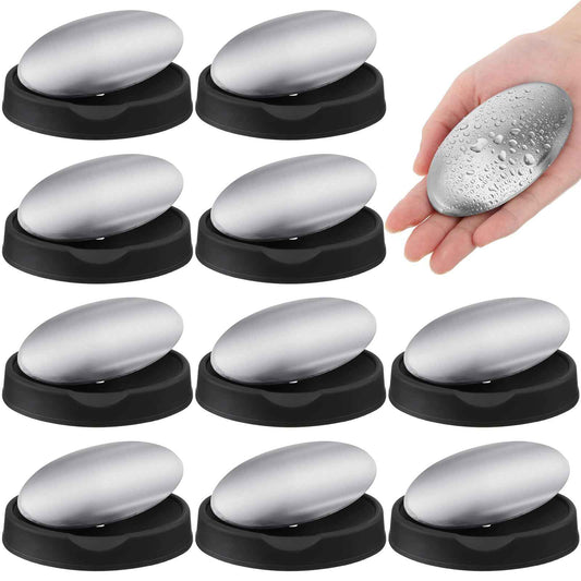 Conelist 10 Pack Stainless Steel Soap Bar, Deodorant Metal Soap Bar Silver Soap Odor Remover Wash Your Hands to Remove Smell Like Onion, Fish or Garlic