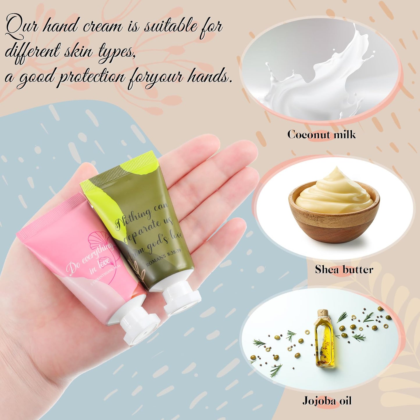 Sacubee 48 Pcs Christian Hand Lotion Bulk Gifts for Women Bible Verse Mini Scripture Travel Hand Cream Religious Gift for Teacher Student Church Member Prayers School Coworkers Birthday Wedding Favor
