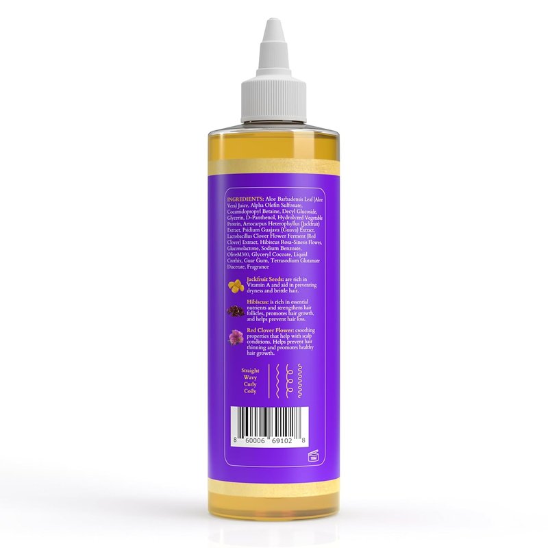 Hydrating Shampoo for All Hair Types - Jackfruit & Hibiscus | Plant-Based Vegan Formula with Aloe Vera Juice - 8 fl oz