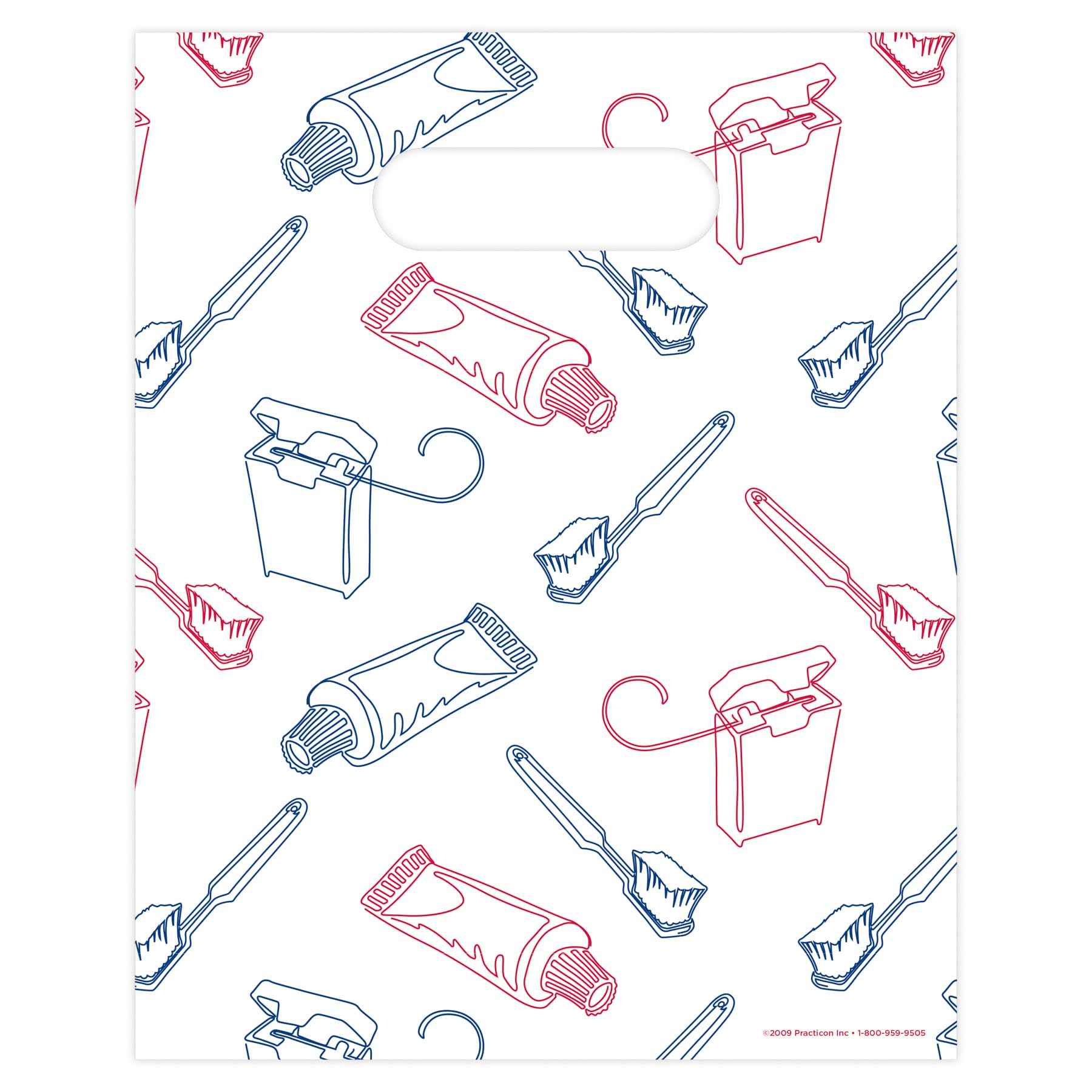 Brush Paste Floss Dental Giveaway Bags, 8" x 10", 100 Pack