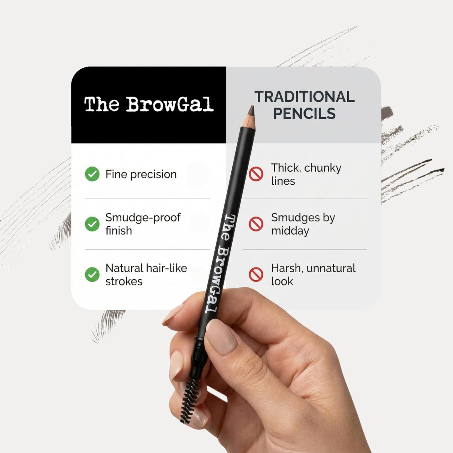 BrowGal Eyebrow Pencil - Waterproof Medium Brown Pencil with Spoolie & Sharpener | Buildable, Natural Finish