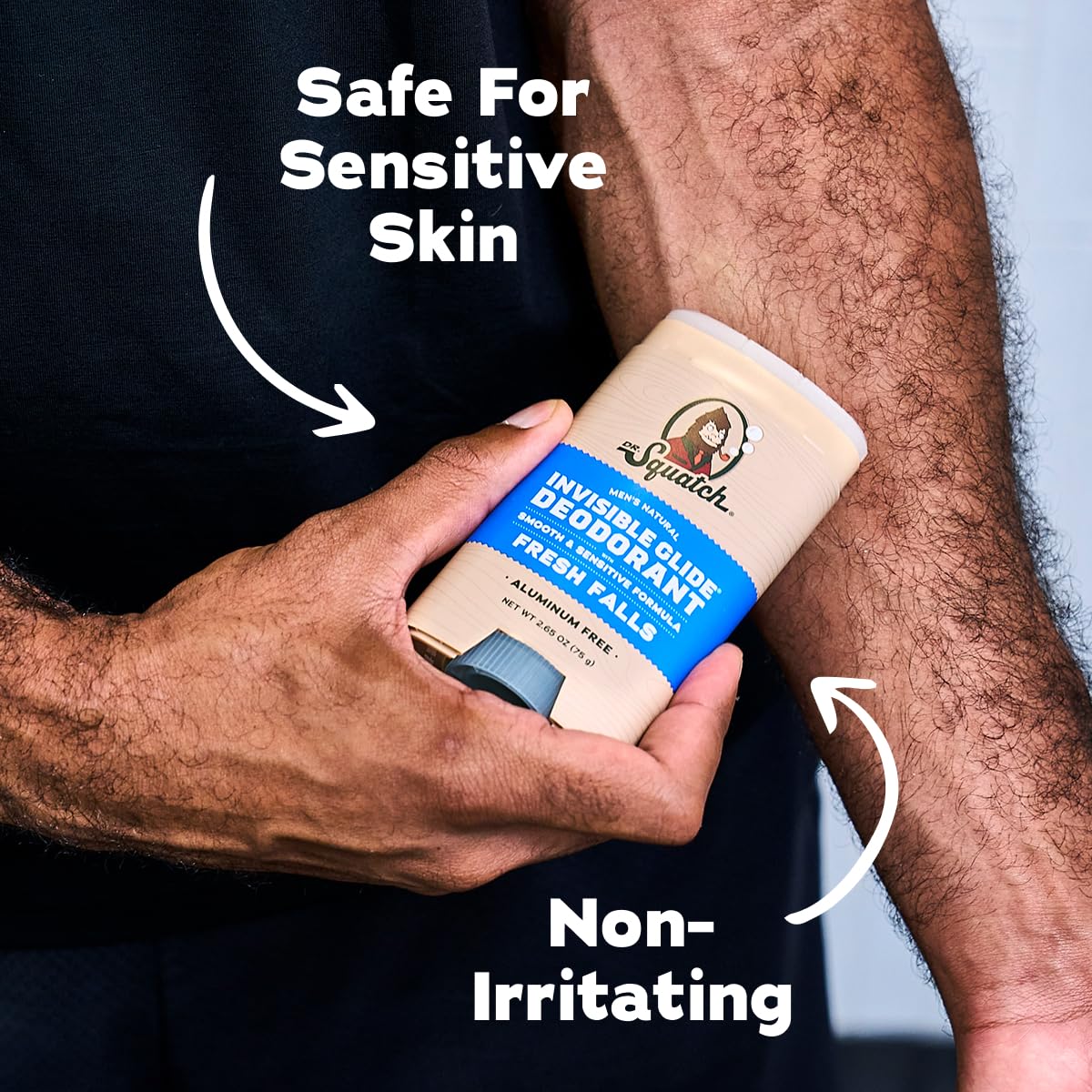 Dr. Squatch Invisible Glide Natural Men’s Deodorant – Smooth Glide, No Stains – Aluminum Free Deodorant Men – Safe for Sensitive Skin – Fresh Falls, 2.65oz (2-Pack)