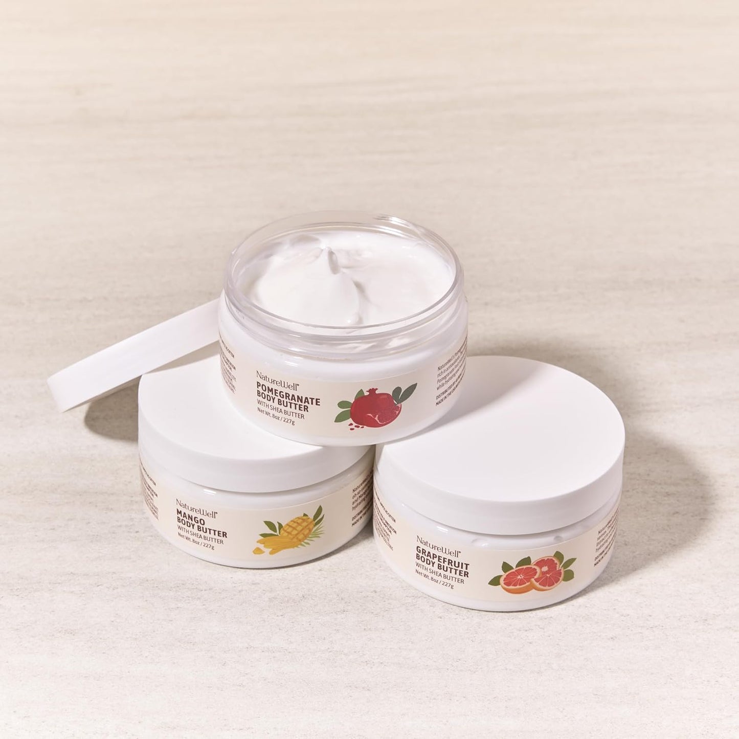 Shea Body Butter Variety Pack - Nourishing Grapefruit, Mango & Pomegranate | 3 x 8 Oz
