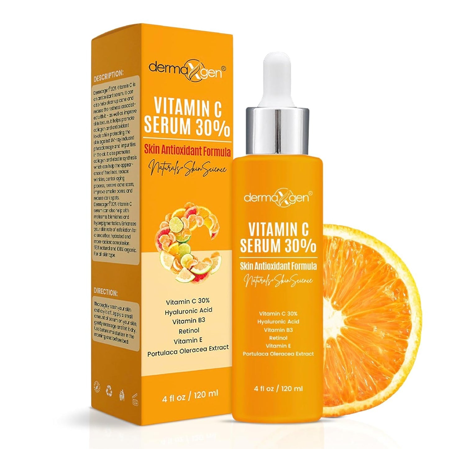 Vitamin C Serum for Face - Organic Anti-Aging Moisturizer with Hyaluronic Acid & Vitamin E | 4 FL OZ