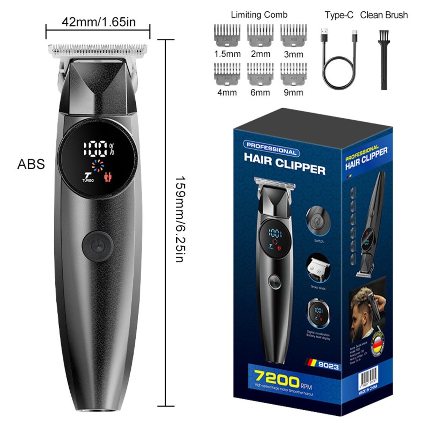 RDRVA Hair Clippers,Ball Trimmer Pubic Hair Groomer Cordless Rechargeable Hair Clippers with LED Lighting Portable Body Grooming Travel for Him Dad（Black）