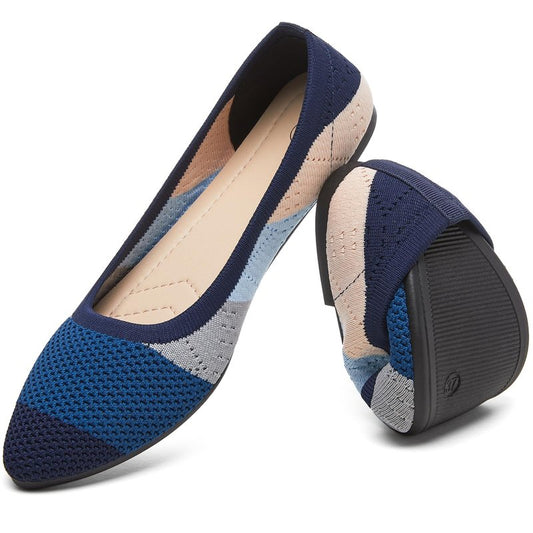 HEAWISH Women’s Ballet Flat Flats Shoes Comfortable Mesh Pointed Toe Slip On Dress Shoes(Blue,US11)
