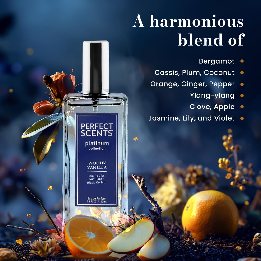 Perfect Scents Fragrances | Inspired by Tom Ford’s Black Orchid | Platinum Collection | Woody Vanilla | Unisex Eau de Parfum | Vegan, Paraben & Phthalate Free | Never Tested on Animals | 3.4 Fl Oz