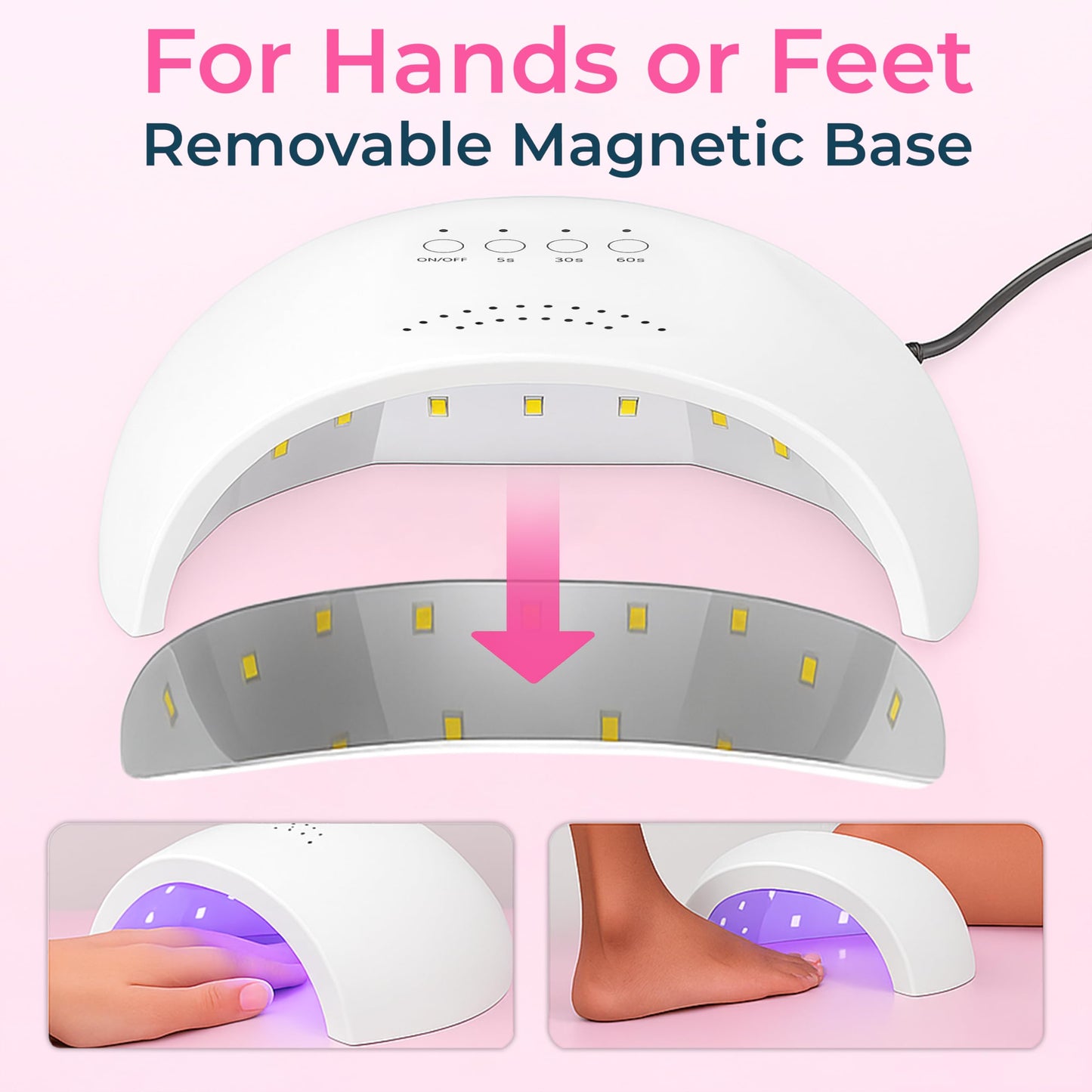 VISOFO UV Nail Lamp Led Light Gel Polish Dryer Desk Sun Fast Curing Beauty Tech Professional Cure Art Tools Accessories Salon Home 48W
