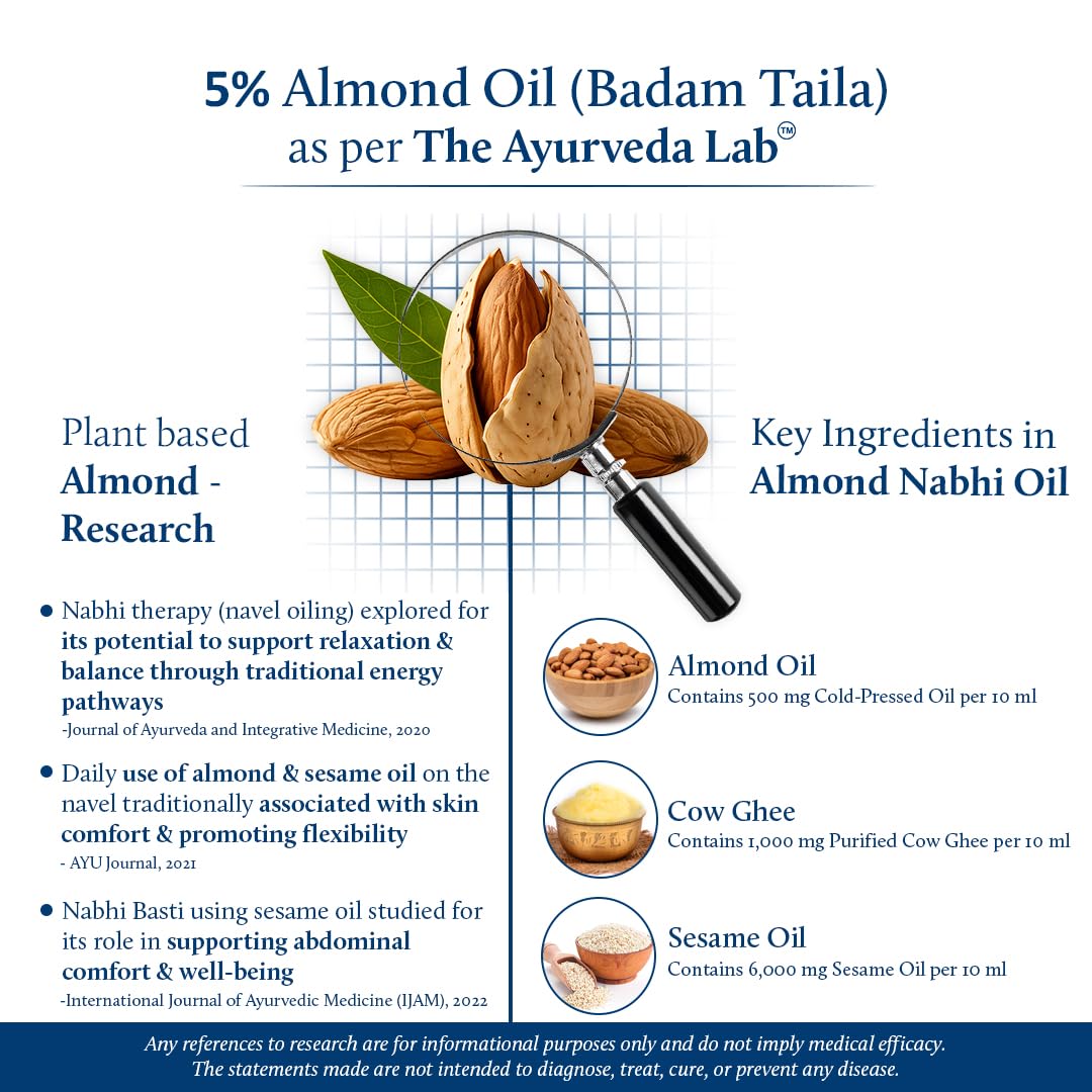 Blue Nectar Ayurveda Nabhi Oil with Ghee & Almond Oil | Natural Navel Oil for Belly Button for Digestion & Joint Health | 100% Natural & Herbal (21 Herbs, 0.33Fl Oz)