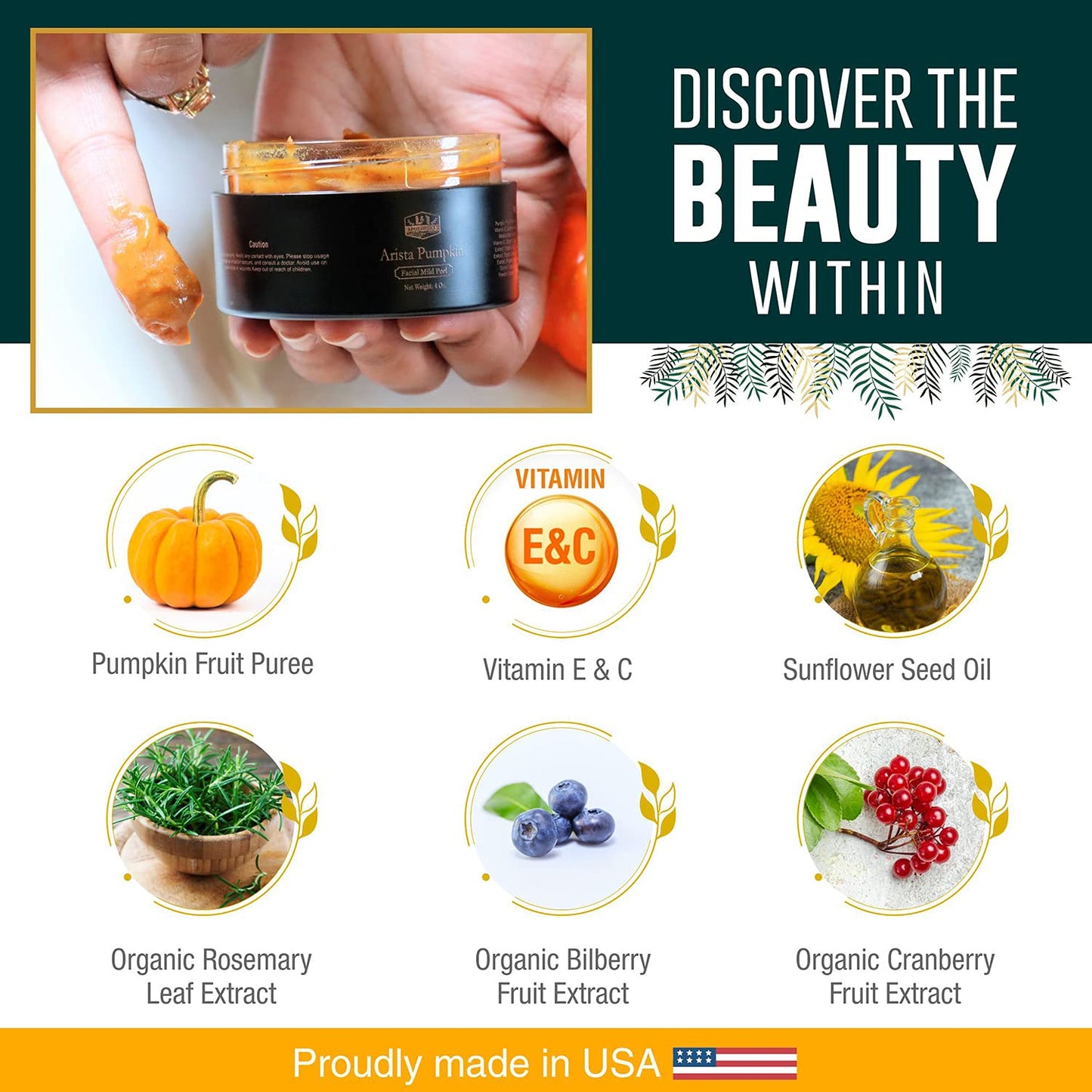 L&I Apothecary 4 fl. Oz. Arista Pumpkin Enzyme Mask - Exfoliating mask for Uneven tone, Fine lines and Dullness. Clarifying mask.