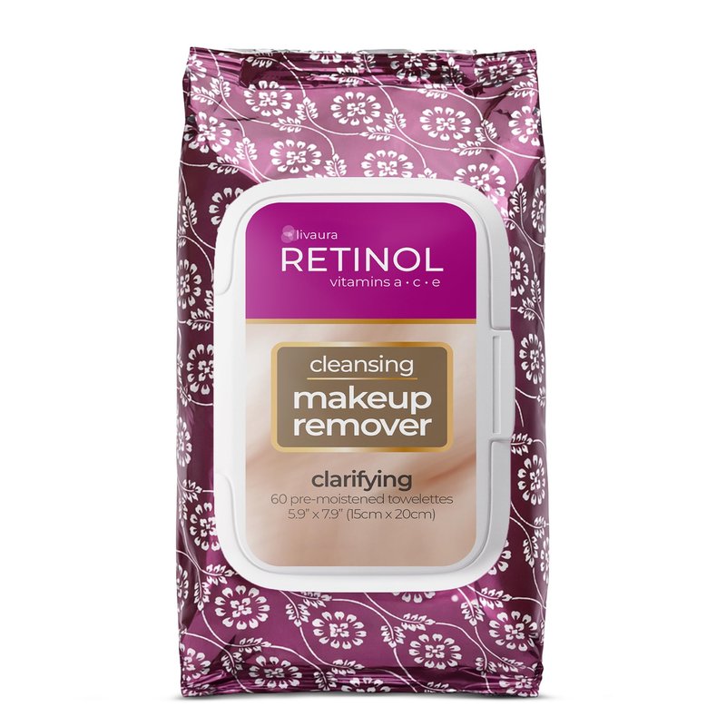 LIVAURA Retinol Makeup Remover Wipes – Face Wipes for Women Cleansing, Gentle Facial Cleansing Wipe, Makeup Removing Wipe for Faces, Travel Size Face Wipe for Sensitive Skin