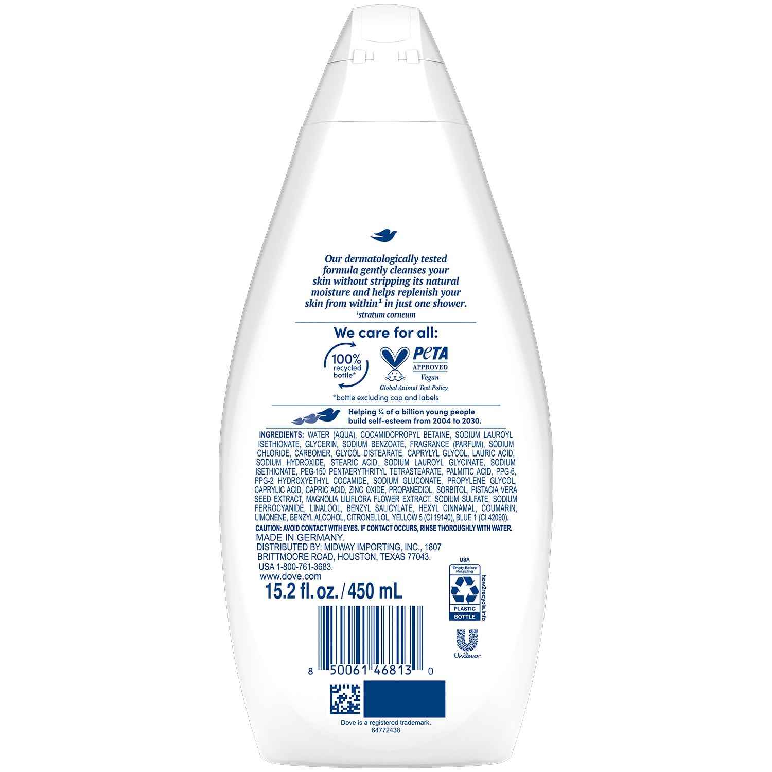 Dove Body Wash, Gentle Pamper 2-Pack – Soothing Moisturizing Cleanser for Soft Skin, 15.22 Oz Ea