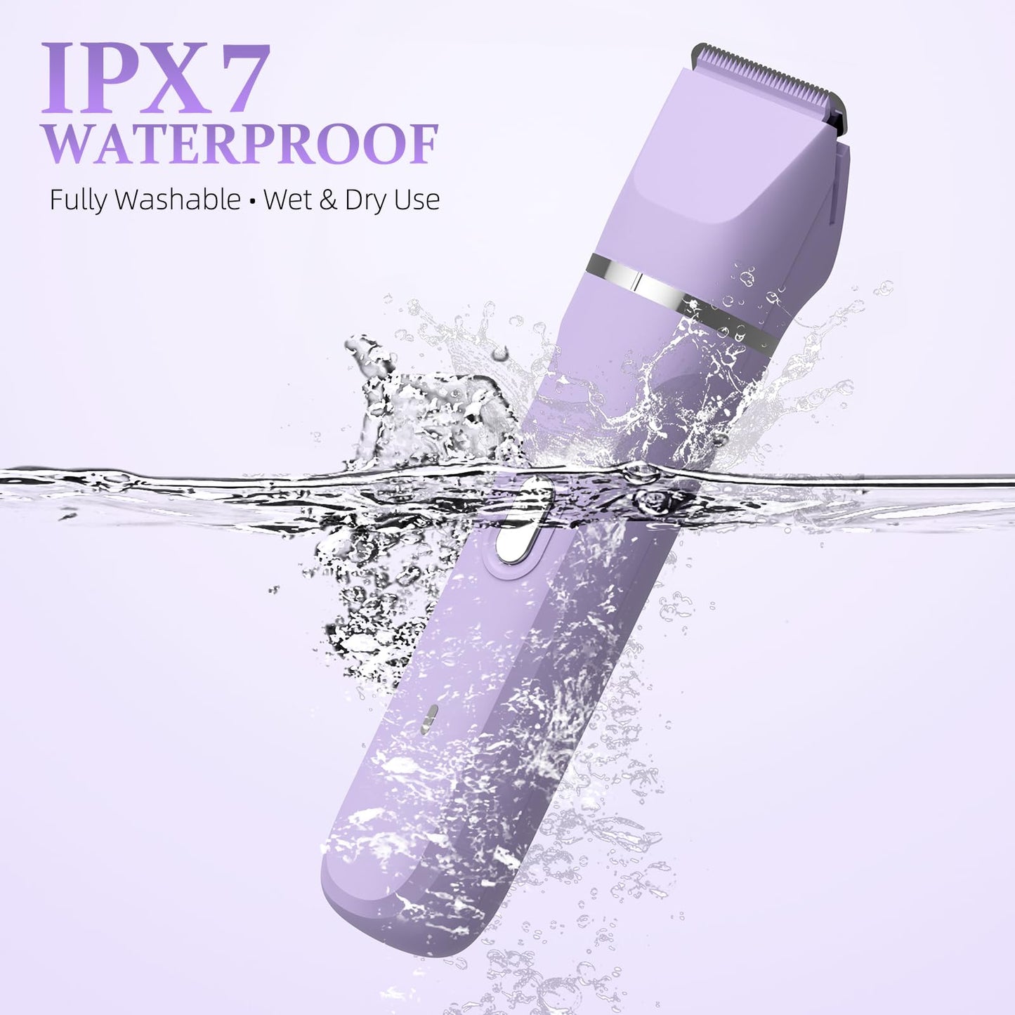 HOHOLE 5-in-1 Bikini Trimmer for Women, IPX7 Waterproof Electric Razors Shaver, Cordless Body Hair Trimmer, Facial & Pubic Hair Removal, Ceramic Blade (Purple)