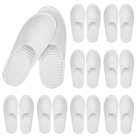 YQQYG 10 Pairs White Spa Slippers for Women and Men, Universal Bulk Disposable Slippers for Guests, Non-Slip Disposable Hotel Slipper Indoor Slipper for Travel Home Salon Hotel Bathroom
