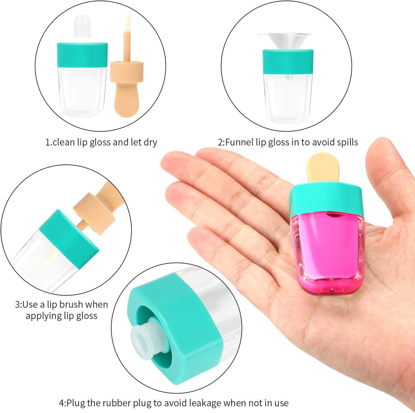 Cute Ice Cream Shaped Lip Gloss Tubes - 30 Pack 8ml Refillable Containers for DIY Projects | Perfect for Small Business