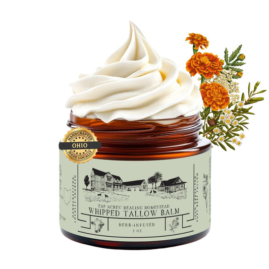 EAP ACRES Rose-infused 100% Grass-Fed Whipped Tallow Balm-Organic Jojoba Oil, Rosehip Oil, Face and Body Moisturizer for Dry, Sensitive Skin, Eczema (ROSE-INFUSED)
