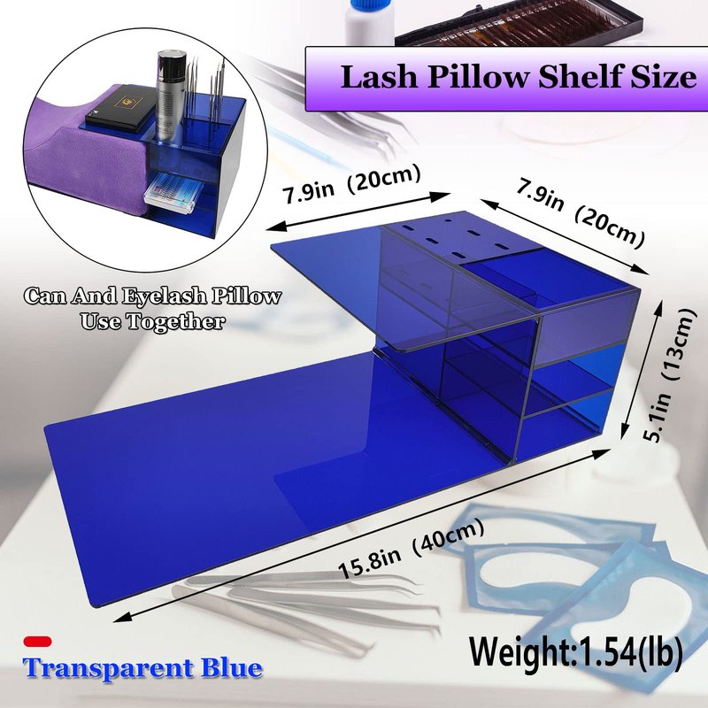 Lash Pillow Shelf Organizer - Eyelash Extension Pillow Shelf Stand - Acrylic Pillow Shelf for Lash Tech Supplies，Lash Extension Supplies Display Cabinet Shelves Suitable for Left and Right Hands