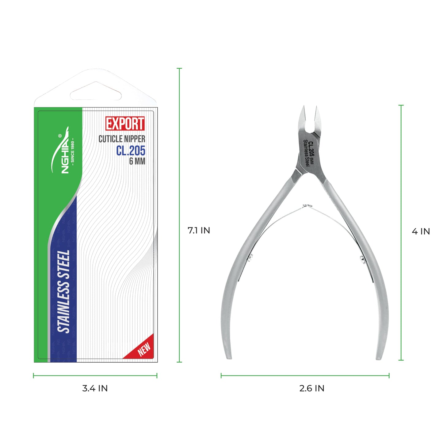 NGHIA Professional Cuticle Nipper CL-205 | Stainless Steel (6MM)