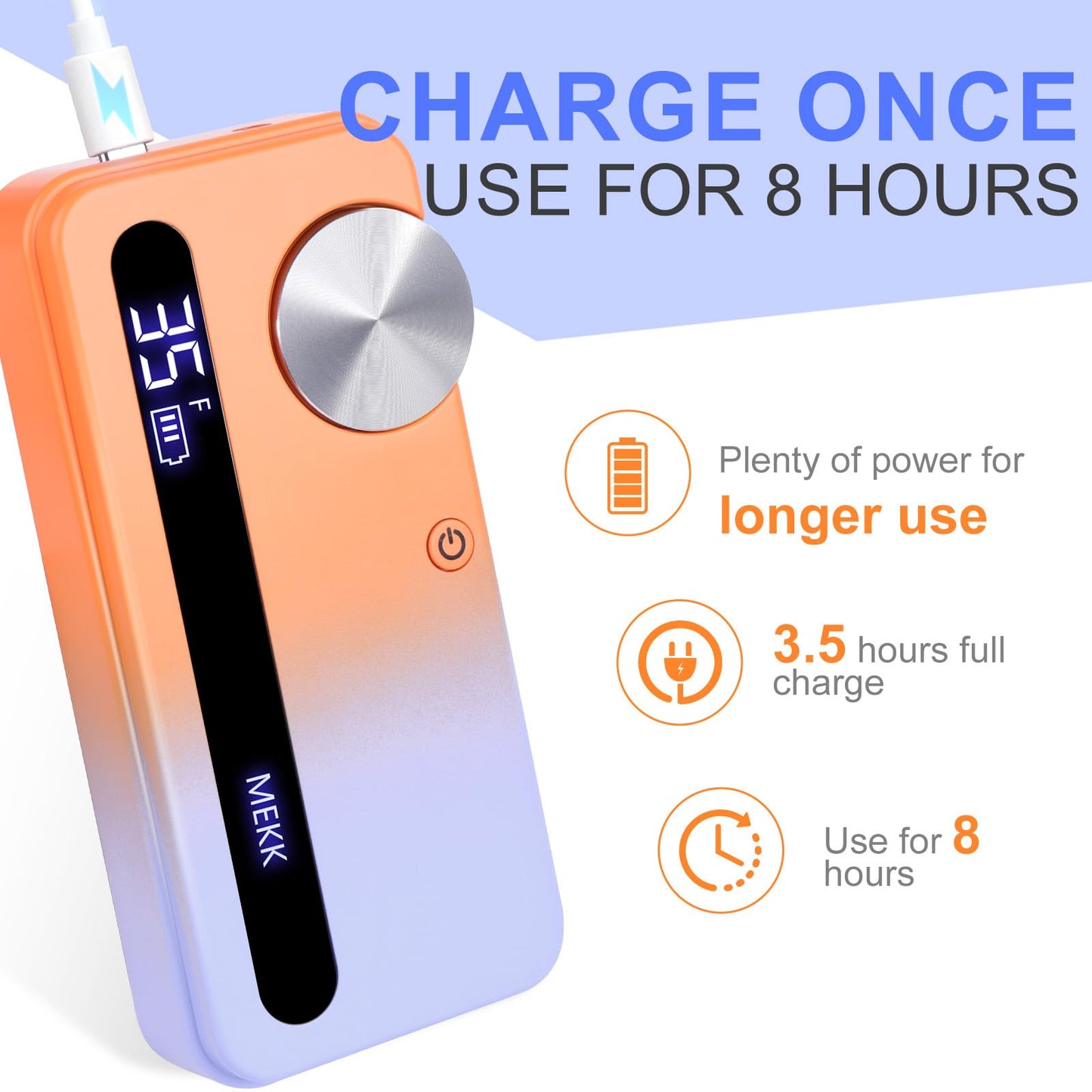 MEKK Nail Drill Kit,35000RPM Electric Nail Drill Professional Electric Nail File with 12PCS Bits,Anti-Shaking Cordless E Filer for Nails with LCD Display,Home & Salon (Orange Blue)
