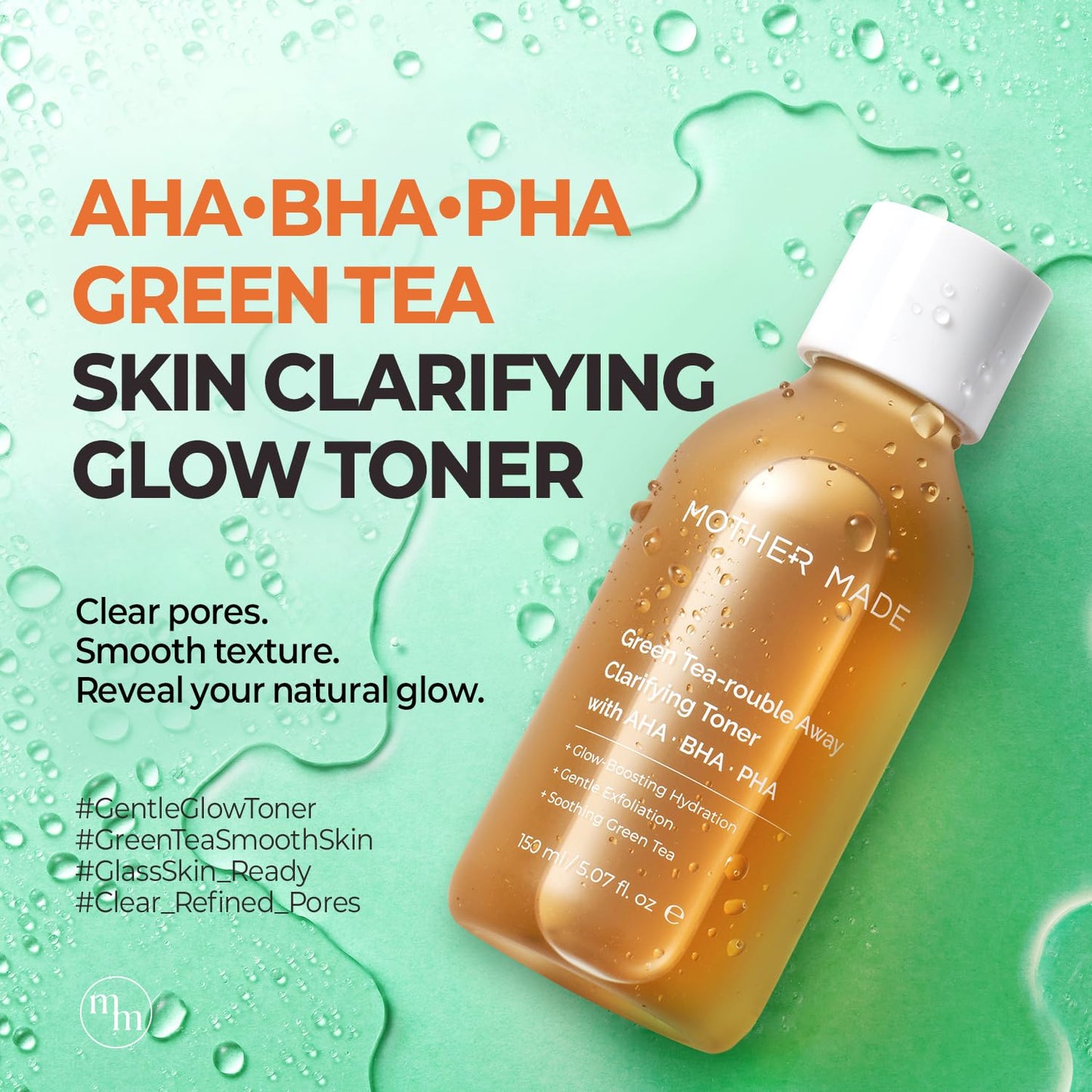 MOTHER MADE Green Tea-Rouble Away Clarifying Toner with AHA BHA PHA 150 ml