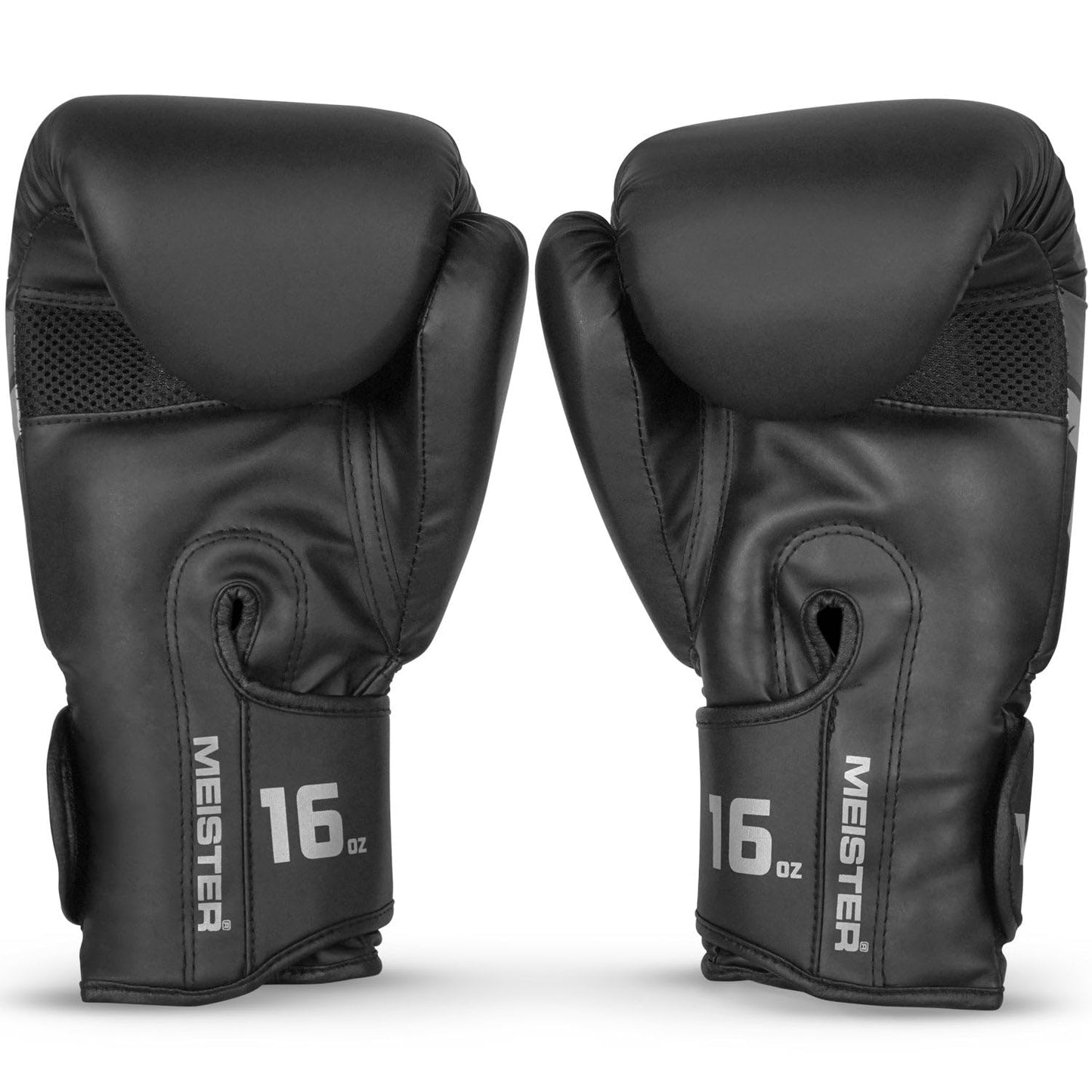Meister [Critical] Boxing Gloves - Ergonomic High-Density Training Gloves - Matte Black - 16 Ounce