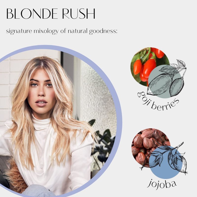 Privé Blonde Rush Shampoo – Purple Shampoo for Blonde Hair – No Yellow, Brass Off, Damage Repair, for Natural Highlighted Bleached Blondes – Smoothing Toning Blue Shampoo for Brassy Hair (16 oz)