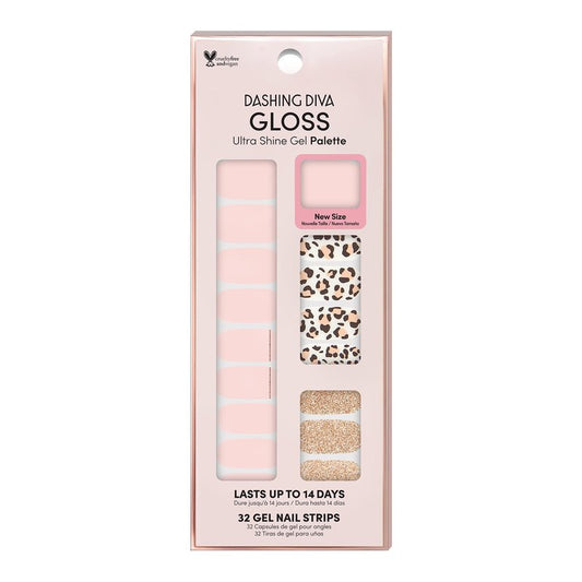 Dashing Diva Gloss Nail Strips - Cheetahlicious | UV Free, Chip Resistant, Long Lasting Gel Nail Stickers | Contains 32 Nail Wraps, 1 Prep Pad, 1 Nail File