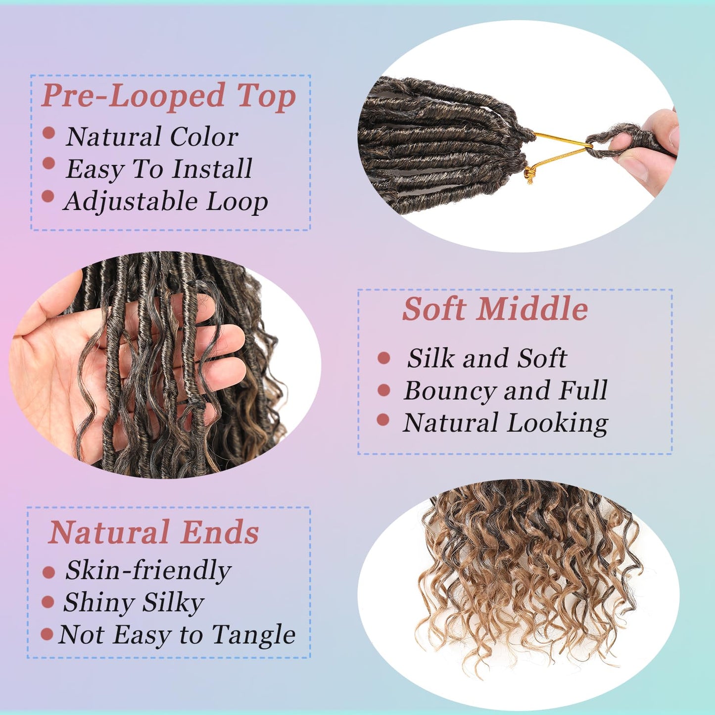 9 Packs Crochet Hair 24Inch Goddess Locs with Curly Ends Long Bohemian River Pre Looped Crochet Hair for Black Women(24inch,1B)