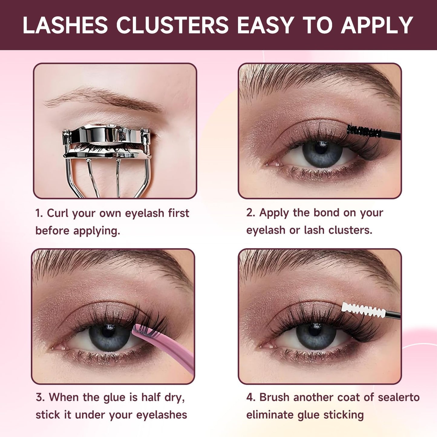 Lash Clusters Kit, 640 Pcs, 9-16mm, D Curl, 0.07D