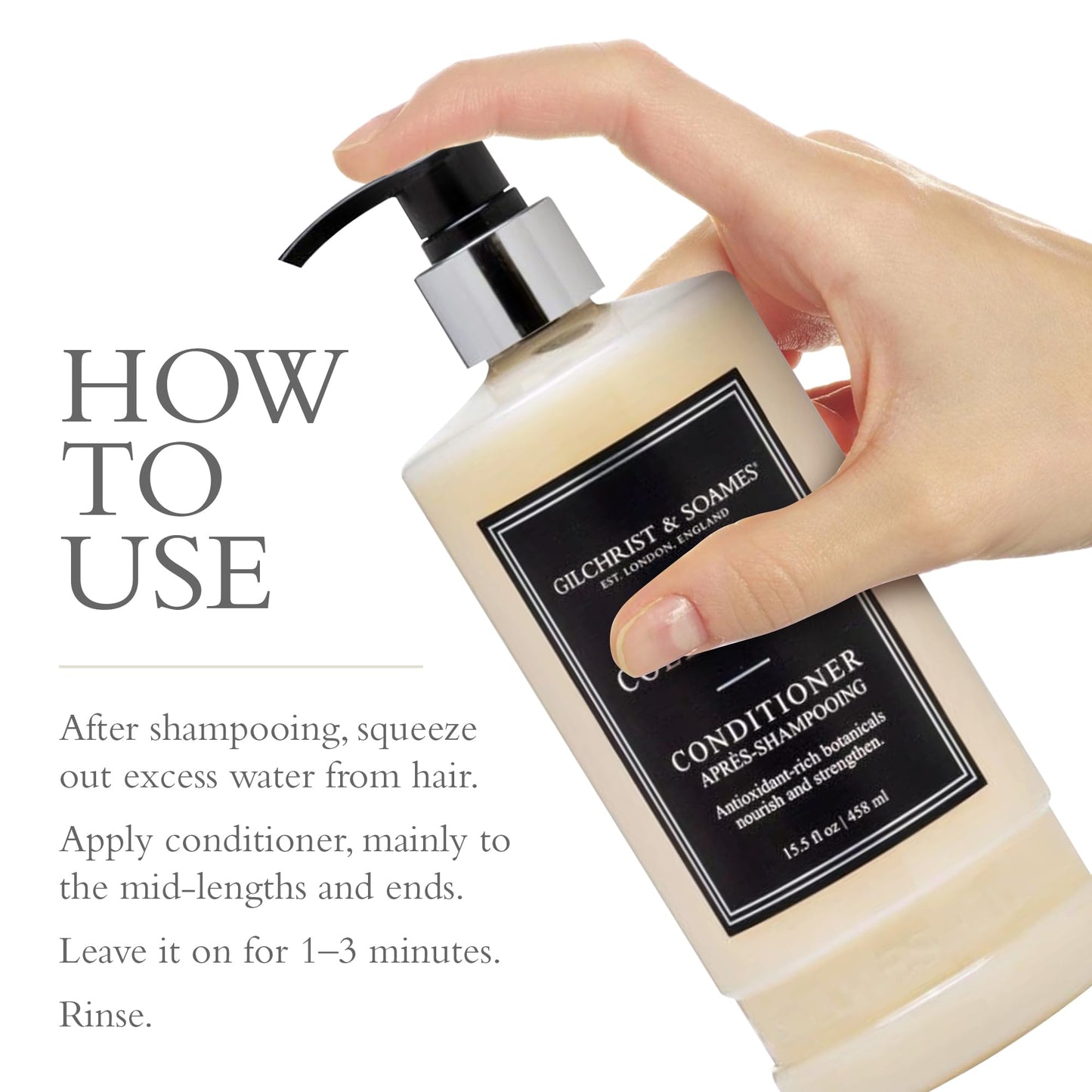 Gilchrist & Soames London Collection Conditioner – Pure Sulfate, Paraben, & Cruelty Free Formula for All Hair Types, Gentle Clarifying & Moisturizing Care with Crisp, Clean Scent, 15.5 oz.
