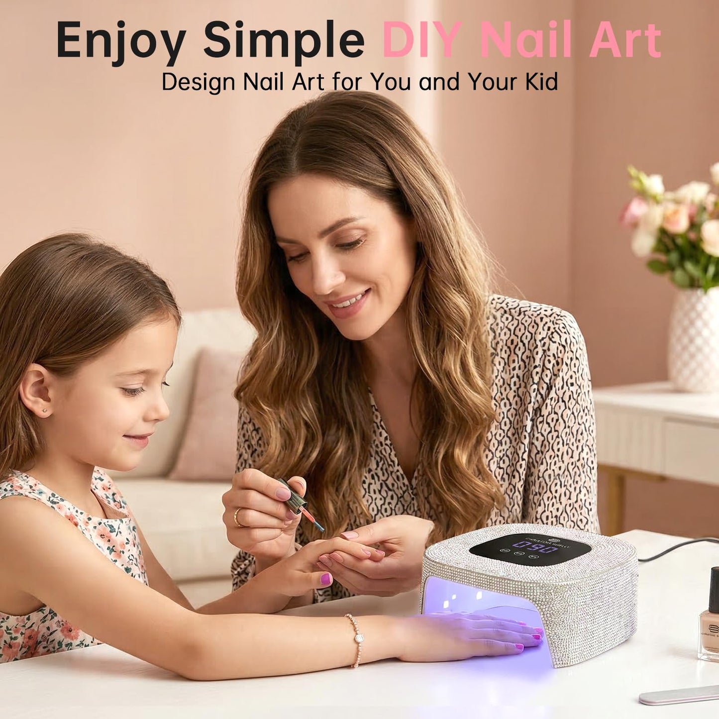 CHRISTINE SHELLY UV Nail Lamp, UV Light for Gel Nails,48W Plug-in Mini Diamond Nail Lamp Nail Dryer with Touch Control Auto Sensor and 3 Timer Settings Nail Light Portable Curing Lamp (AB Diamond)
