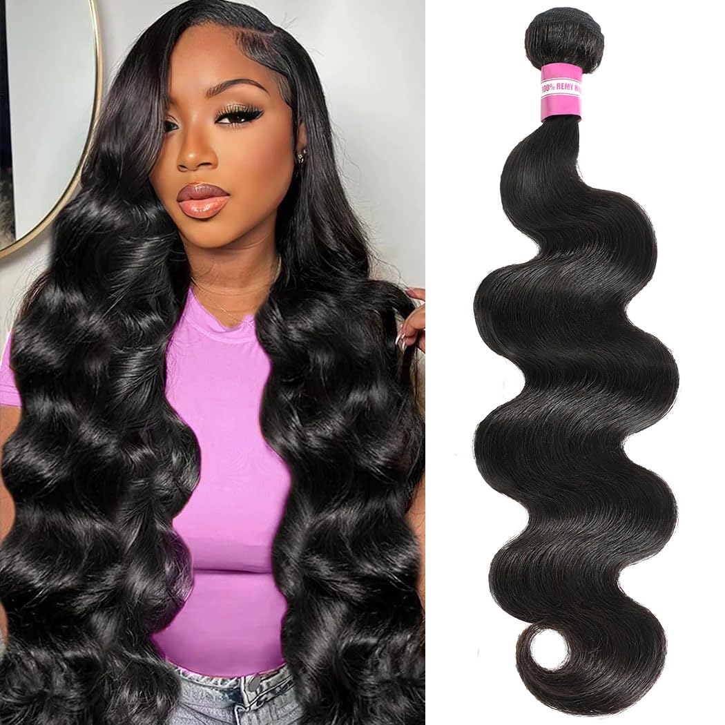 Human Hair Bundles 18 Inch Body Wave Bundles Human Hair 100% Unprocessed 12A Brazilian Raw Virgin Hair Single One Bundle Real Human Hair Extensions Natural Color