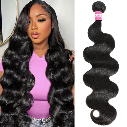 Human Hair Bundles 18 Inch Body Wave Bundles Human Hair 100% Unprocessed 12A Brazilian Raw Virgin Hair Single One Bundle Real Human Hair Extensions Natural Color