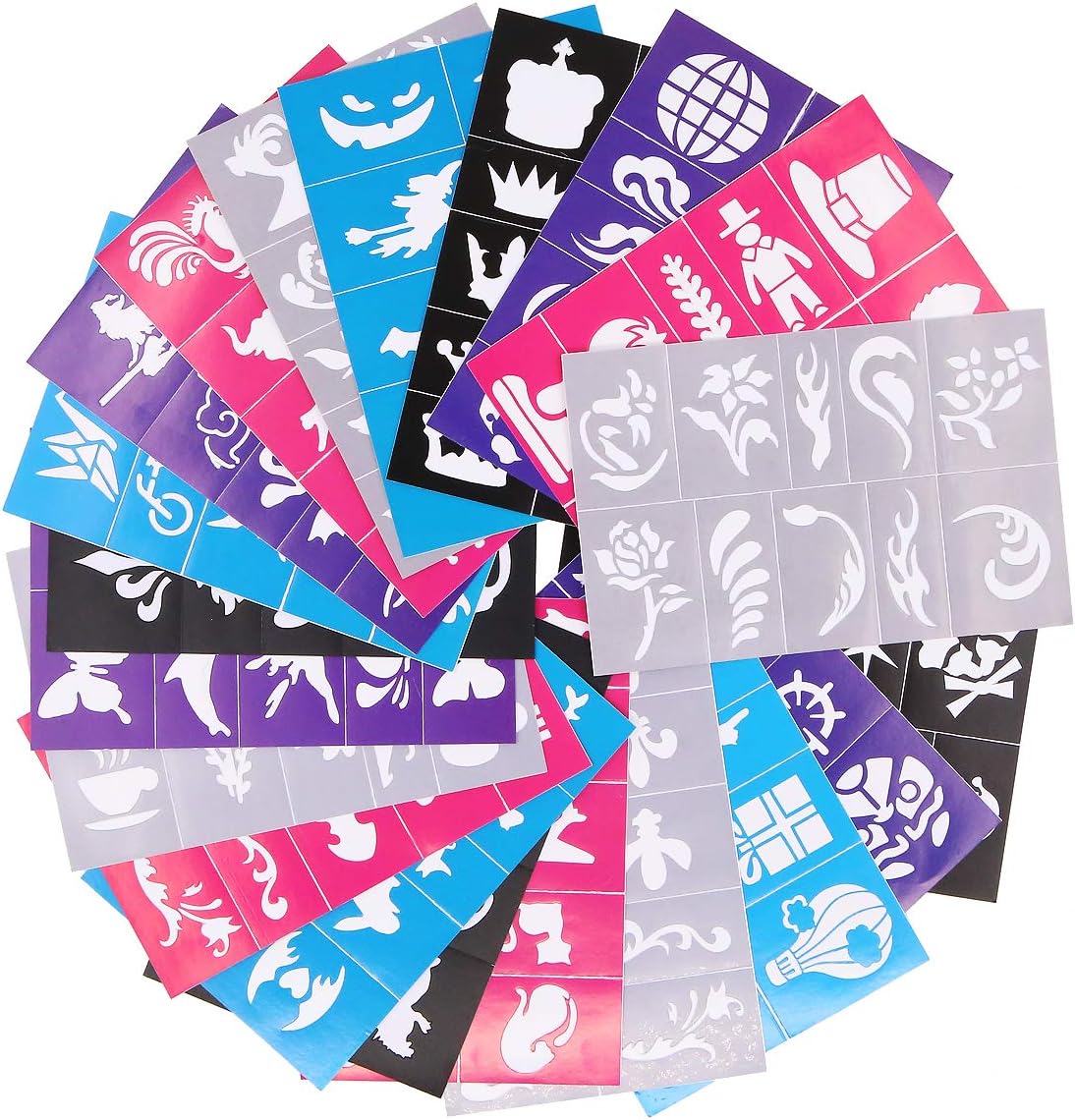 Reusable Face and Body Paint Stencils Kit | Glitter Temporary Tattoo Designs for Kids' Parties & Events