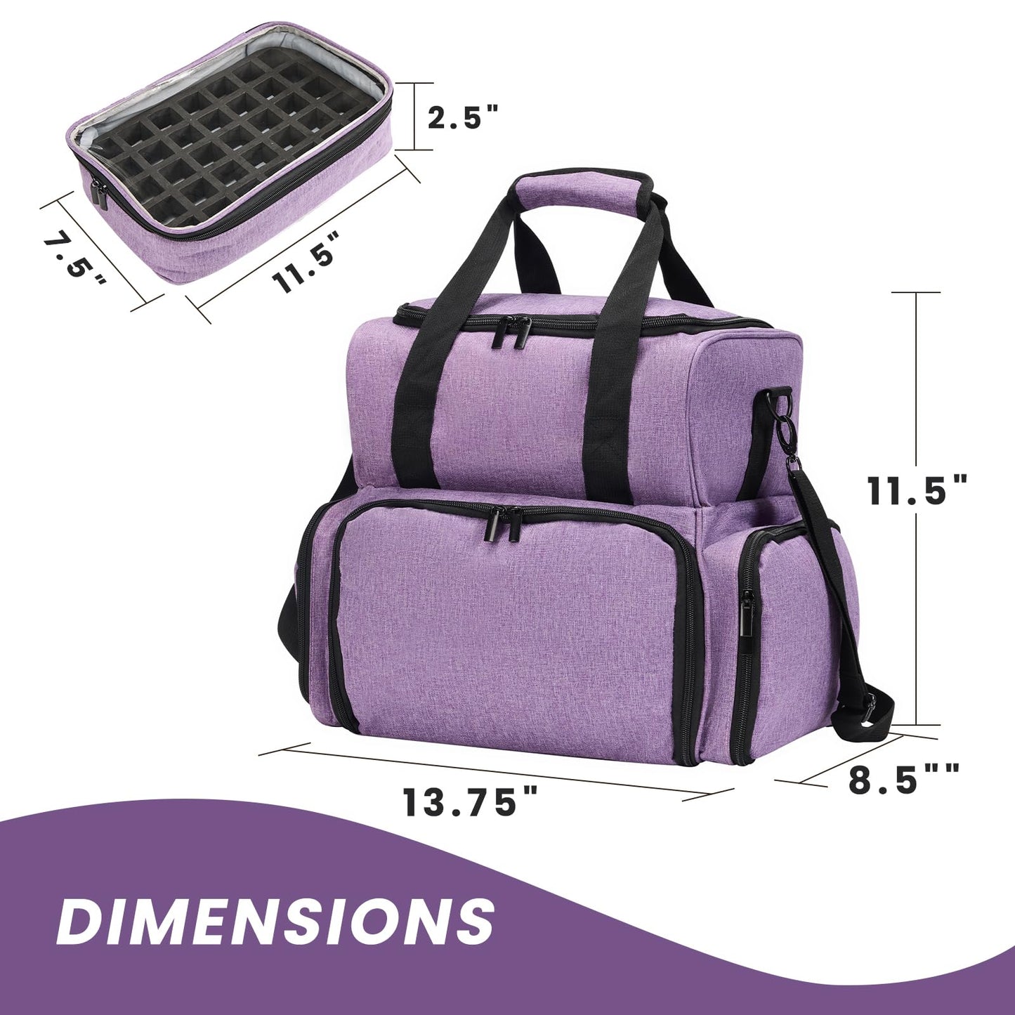 SANDARK Nail Case Holds 70 Bottles (15ml/0.5fl.oz) & Accessories, Purple