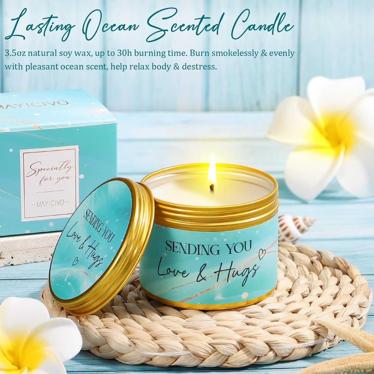 Spa Gift Basket for Women - Ocean Relaxing Self-Care Package with Blanket | Perfect Mother's Day & Birthday Gift for Mom, Wife, Girlfriend, Sister