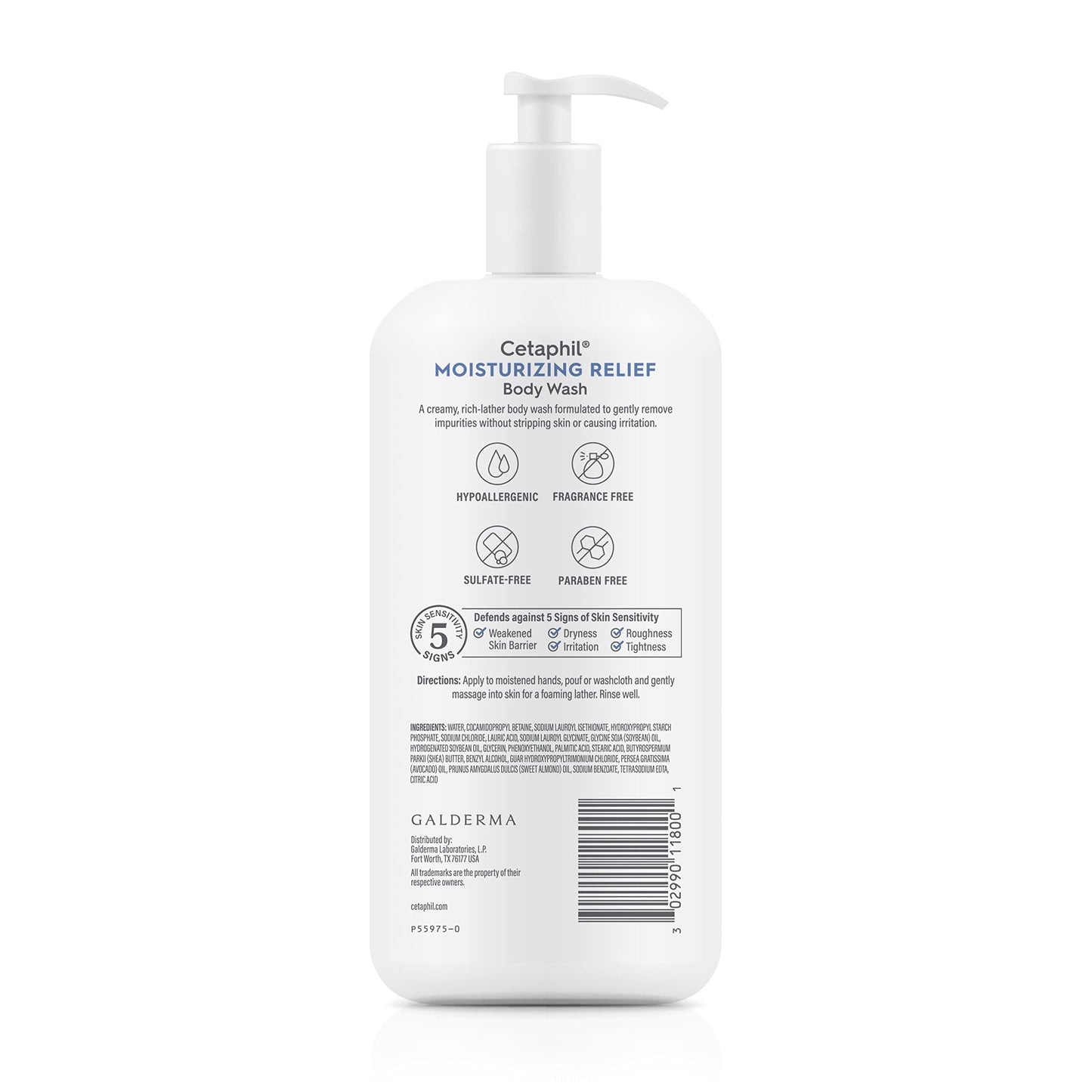 Cetaphil Body Wash, Moisturizing Relief Body Wash for Sensitive Skin, Creamy Rich Formula Gently Cleanses and Gives 24 Hour Relief to Dry Skin, Hypoallergenic, Fragrance Free, 20 oz