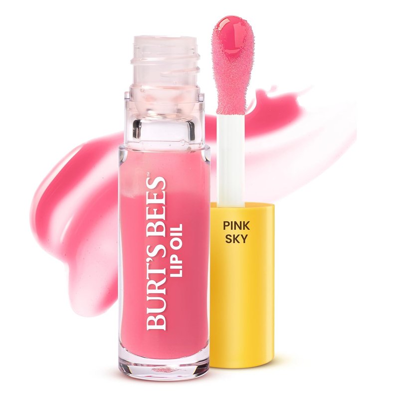 Burt's Bees Lip Oil - Pink Sky Hydrating Formula with Jojoba Oil | 0.15 Ounce, Non-Sticky Finish