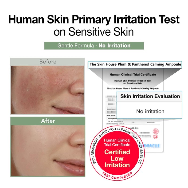 The Skin House Plum & Panthenol Calming Ampoule – Hydrating & Soothing Serum for Sensitive Skin, Non-Irritating (Dermatologist Tested) with Niacinamide & Centella[ 50ml /1.69 fl.oz]
