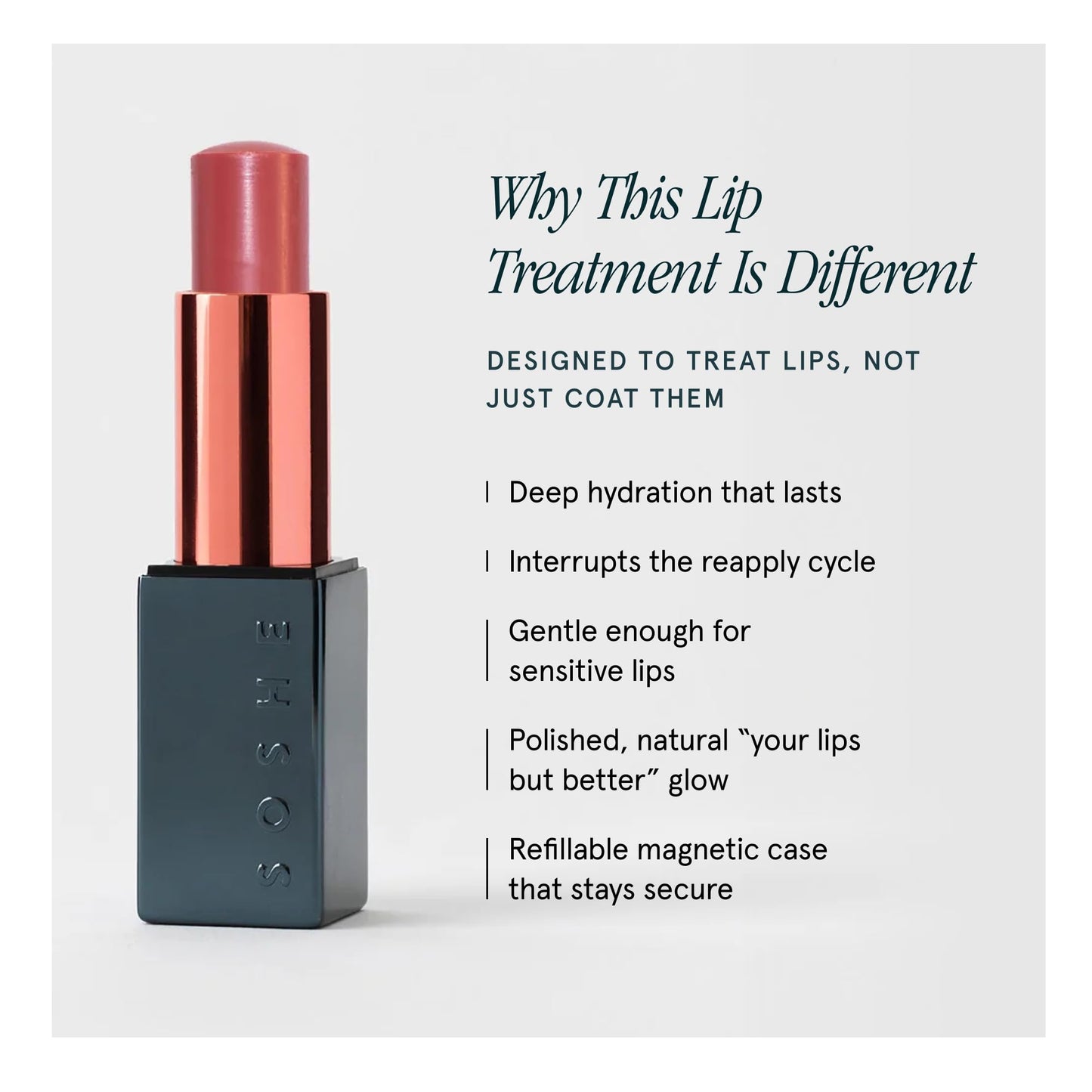 SOSHE Beauty - Peptide Glow Hydrating Lip Treatment | Intense Moisture | Peptides, Vitamin E, Hyaluronic Acid | Cruelty-Free, Certified Plastic Negative (Pearl - Clear)