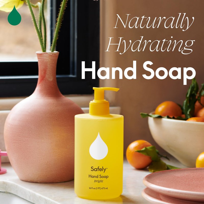 Safely Hand Soap - Plant-Based Moisturizing Aloe & Coconut Formula with Signature Bright Scent | Paraben-Free, Skin-Calming | Liquid Hand Soap Refill, 12 fl oz, Pack of 6