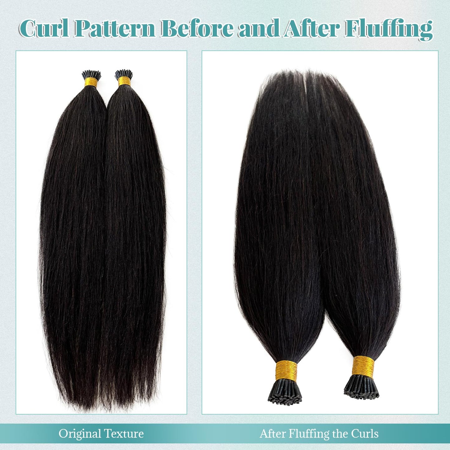 I Tip Hair Extensions Yaki Straight Itip Human Hair Extension, 22 Inch 50G, #1B Natural Black Light Yaki Straight Invisible Keratin Tip Hair Extensions Real Human Hair Easy to Curl 50 Strands