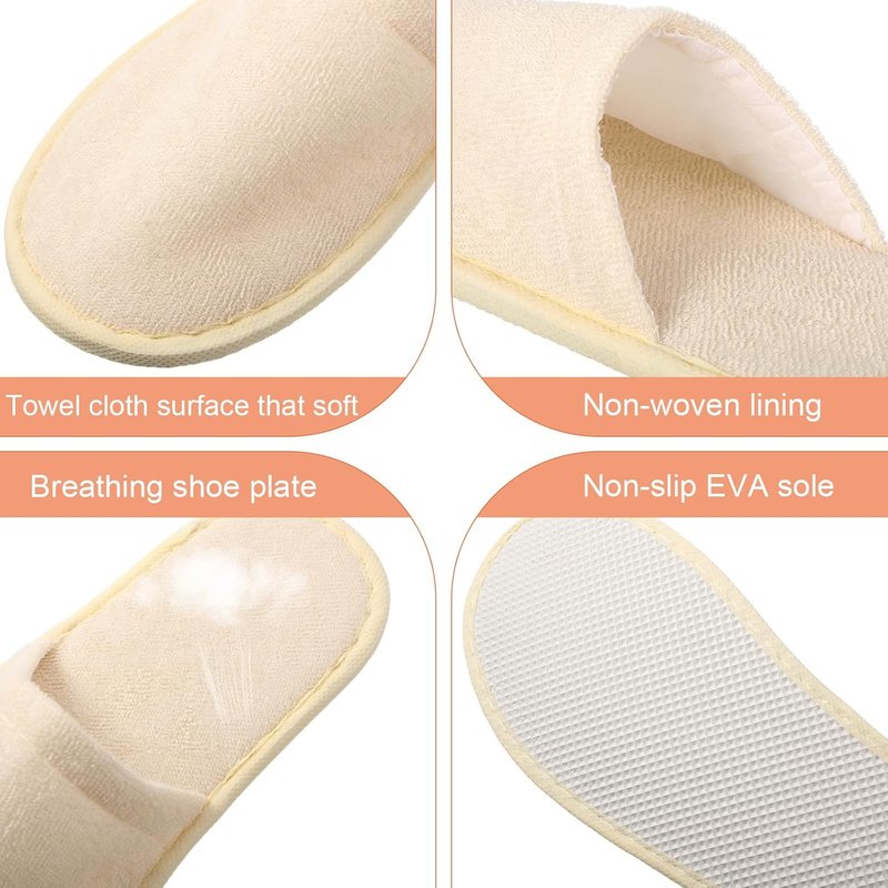 Disposable Slippers for Guests - 24 Pairs Cotton Soft Spa House Slippers | Ideal for Weddings & Travel