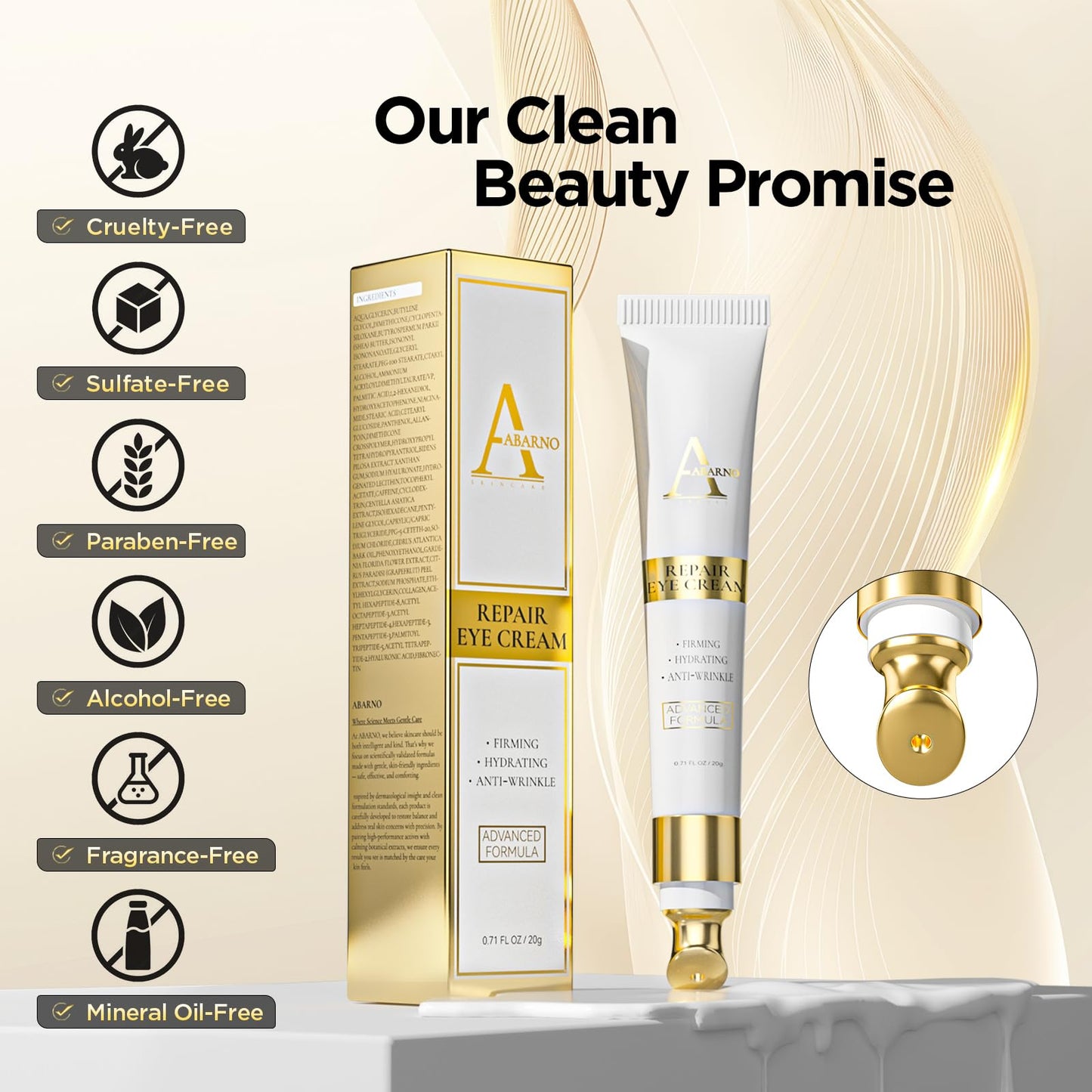 abarno Neck Cream - Retinol & Collagen Neck Firming Cream for Wrinkles, Moisturizing and Anti-Aging, Perfect for Neck & Décolleté Skin Care - 1.7 fl.oz