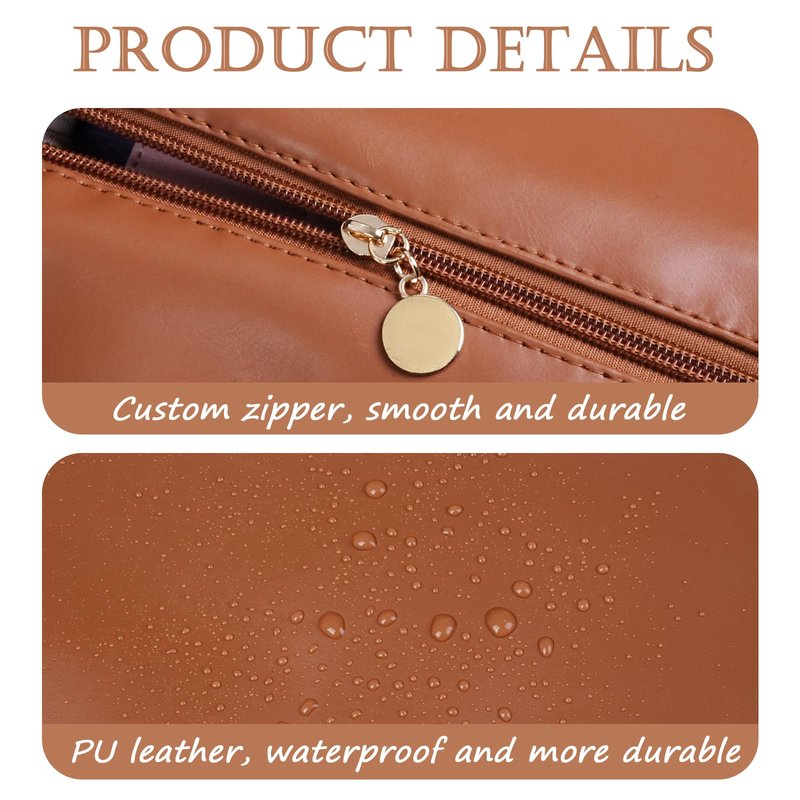 CHATSZ Makeup Bag for Women, Waterproof Cosmetic Bags, Travel Toiletry Bag, Makeup Bag Organizer with Divider and Handle, Wide-Open Cosmetic Case Portable (Brown)