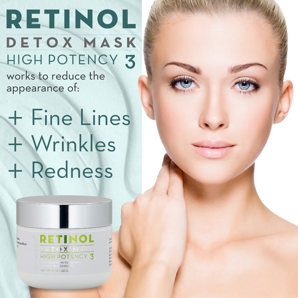 Retinol Detox High Potency Mask Blend for Face | Natural & Organic Botanical Plant Extracts | Clarifying & Soothing for Skin that Looks Clearer, Feels Smoother, Oil Control Rinse Off Mask