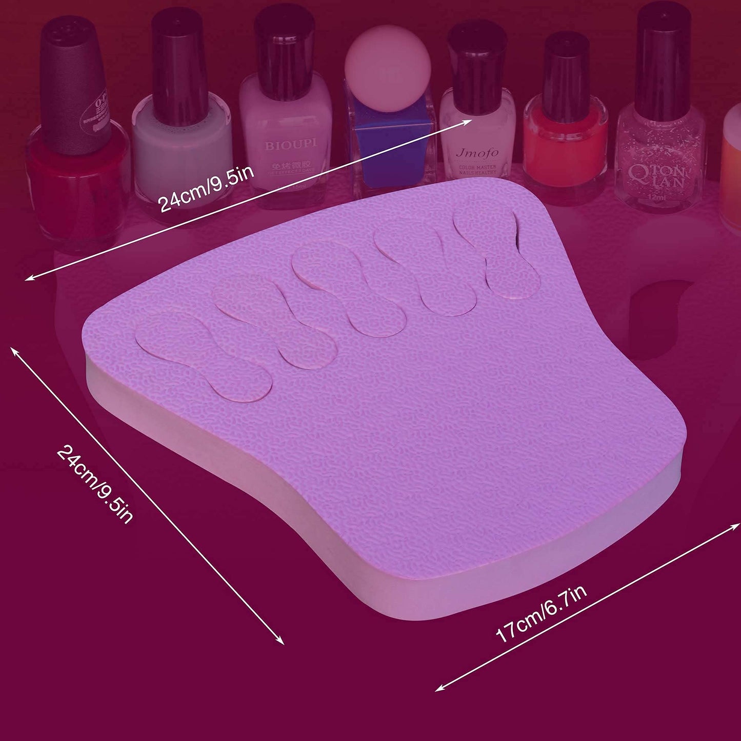 ButterFox Nail Polish Organizer Holder, Nail Art Manicure Hand Stand Mat Rest Work Station (Pink)