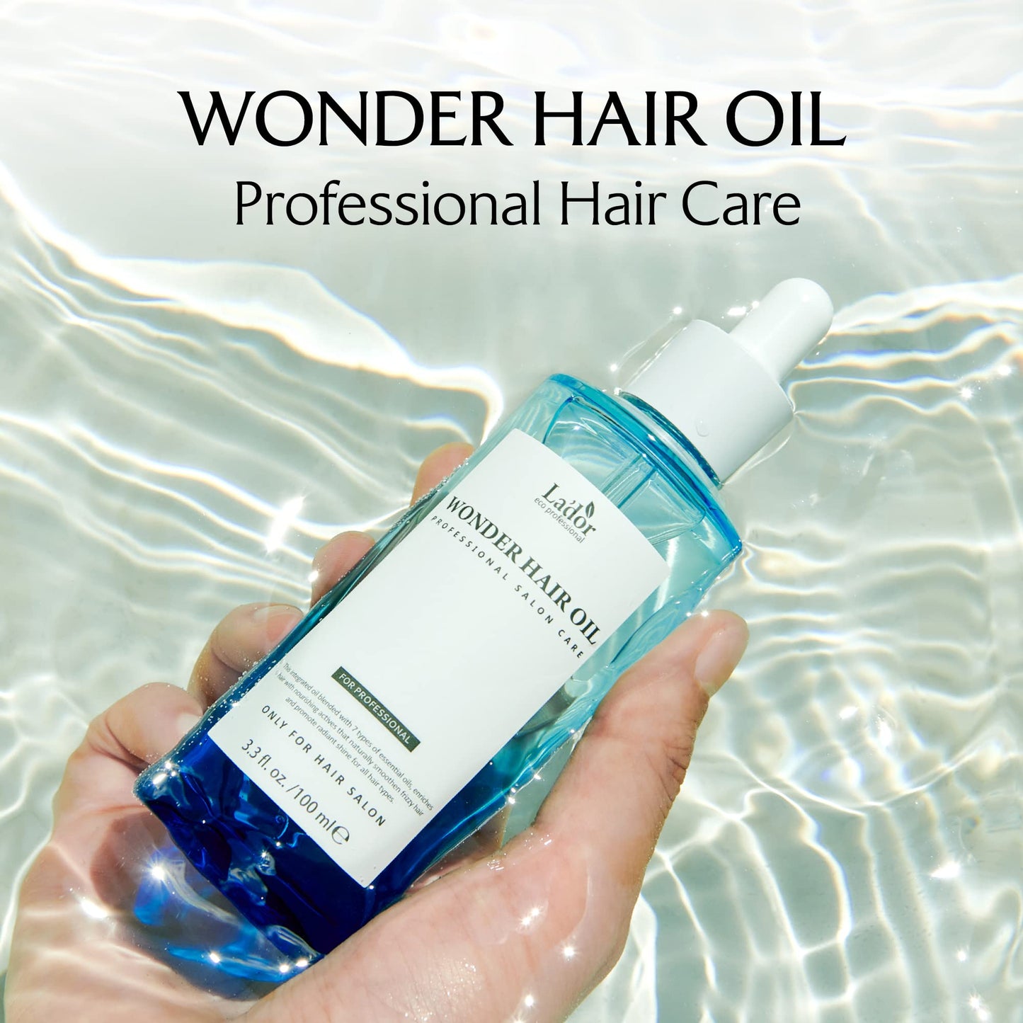LA'DOR LADOR Wonder Hair Oil Anti Frizz Leave-In Lightweight Protein Coditioner - Squalane Argan Avocado Oil for Dry Static Damaged Bleached Hair Defrizz Heat Protectant Treatment 3.3 Fl Oz Korean