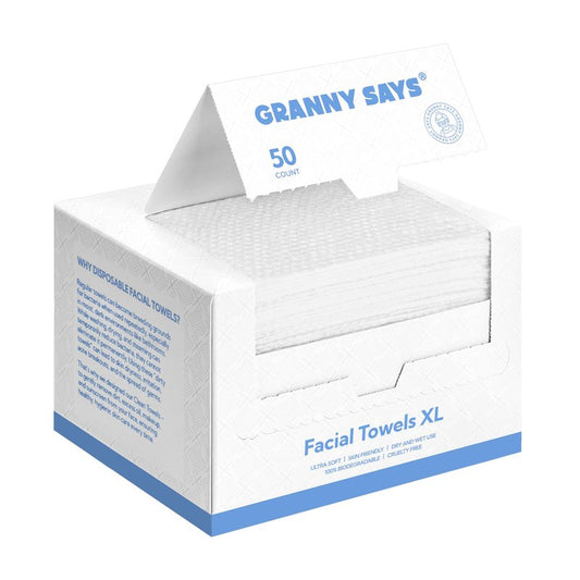 GRANNY SAYS Disposable Face Towel, 200 Counts/4 Boxes, Biobased Face Towelettes Disposable, Extra Thick Soft Face Towels, Clean Skin Towels for Remove Makeup, Facial Cleansing, 10"×12"